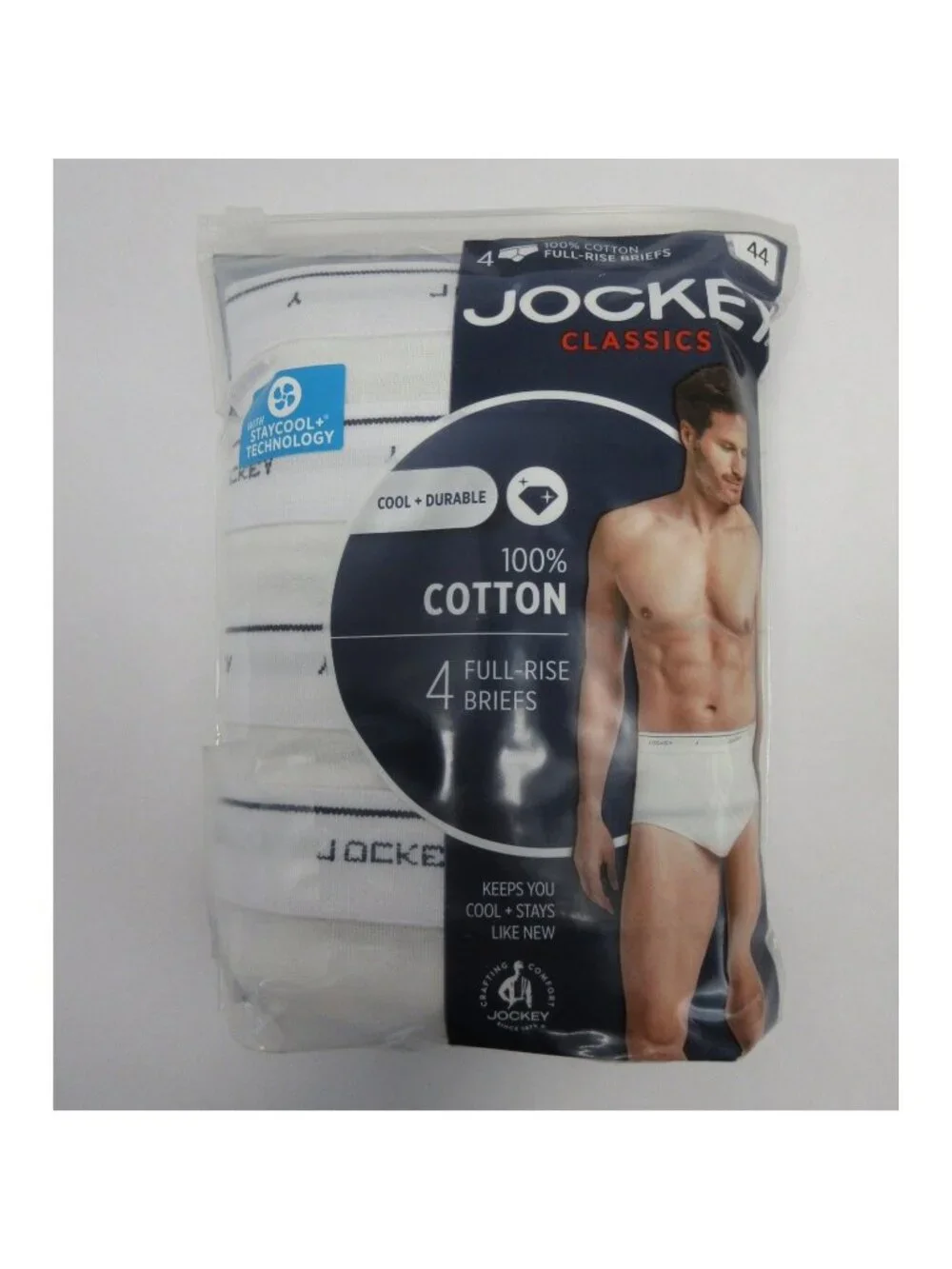 Jockey Underwear 44 4 Pack Full Rise Briefs Classic Stay Cool NEW